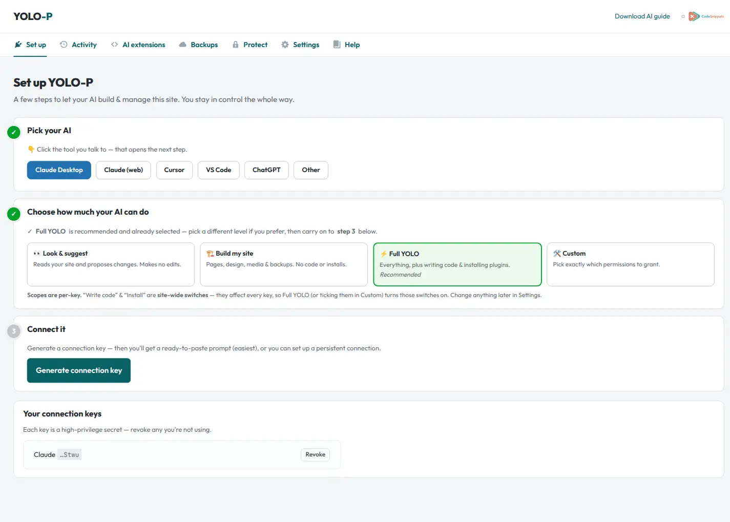 The YOLO guided Set up wizard